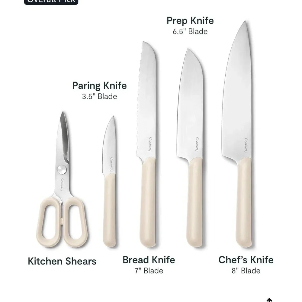 Caraway Home 5-Piece Knife Set with Wooden Block - Gray
